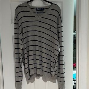 Polo by Ralph Lauren Gray and Black Striped Sweater